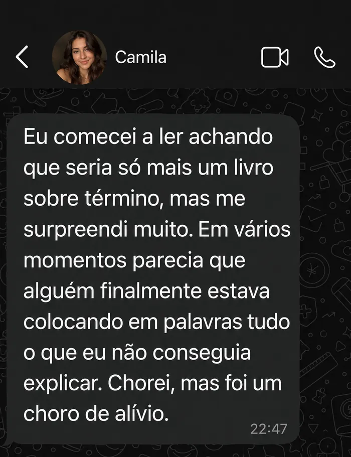 Print de depoimento real de leitora 1 sobre o livro A travessia depois do adeus