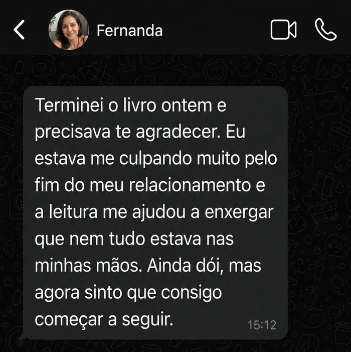 Print de depoimento real de leitora 2 sobre o livro A travessia depois do adeus