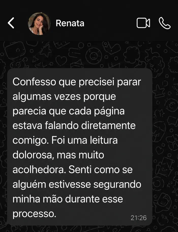 Print de depoimento real de leitora 4 sobre o livro A travessia depois do adeus