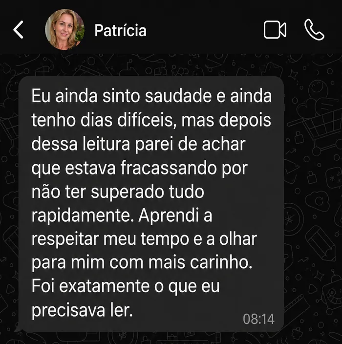Print de depoimento real de leitora 6 sobre o livro A travessia depois do adeus